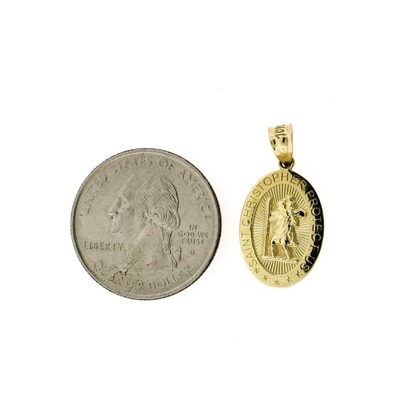 10K Real Gold Rope Chain and Saint Christopher Pendant Set - Picture 6 of 11